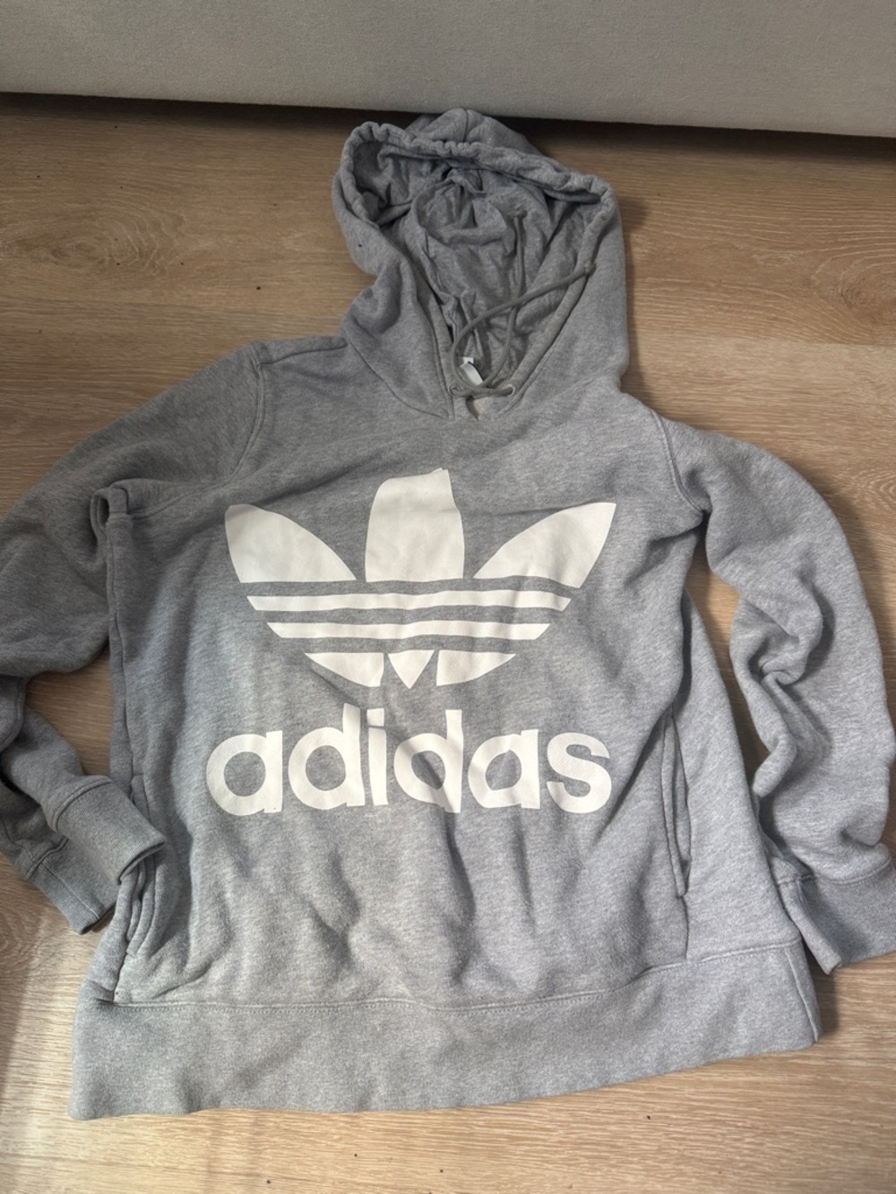 adidas Gray Hoodie with White Trefoil Logo